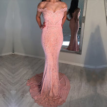 Load image into Gallery viewer, Sexy Off Shoulder Mermaid Prom Dresses Appliques-alinanova