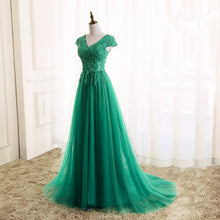 Load image into Gallery viewer, Elegant Lace Appliques V Neck Tulle Bridesmaid Dresses Long