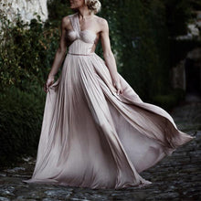 Load image into Gallery viewer, One Shoulder Pleated Chiffon Champagne Bridesmaid Dresses-alinanova