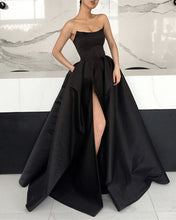 Load image into Gallery viewer, Elegant Black Evening Dress High Slit Prom Gown