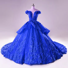 Load image into Gallery viewer, Illusion Neckline Cap Sleeves Floral Lace Ball Gowns Wedding Dresses