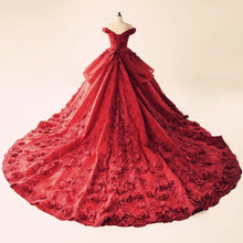 Load image into Gallery viewer, Illusion Neckline Cap Sleeves Floral Lace Ball Gowns Wedding Dresses