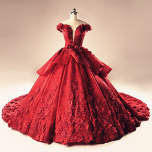 Load image into Gallery viewer, Illusion Neckline Cap Sleeves Floral Lace Ball Gowns Wedding Dresses-alinanova