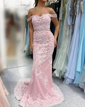 Load image into Gallery viewer, Mermaid Ivory And Pink Prom Dresses
