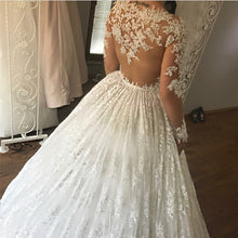 Load image into Gallery viewer, Ivory Lace Appliques Long Sleeves Ball Gowns Wedding Dresses-alinanova
