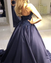 Load image into Gallery viewer, 8837 Wedding Dresses Navy Blue Ball Gown Lace Up Back
