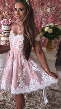 Load image into Gallery viewer, Lace Appliques V-neck Off Shoulder Homecoming Dresses