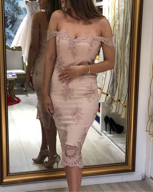 Sheath Column Lace Bridesmaid Dress Off Shoulder Sheath Column Lace Bridesmaid Dress Off Shoulder