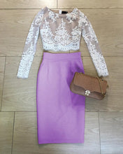 Load image into Gallery viewer, Lilac Homecoming Dresses Lace Crop Top