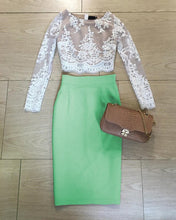 Load image into Gallery viewer, Lime Green Homecoming Dresses Lace Crop Top
