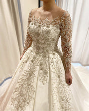 Load image into Gallery viewer, Lace Embroidery Beaded Wedding Dress Long Sleeves Ball Gown