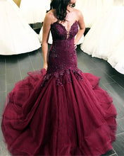 Load image into Gallery viewer, Lace Embroidery Sweetheart Bodice Corset Mermaid Evening Dresses-alinanova