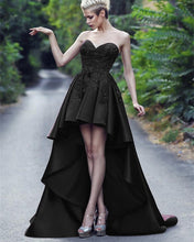 Load image into Gallery viewer, Black Prom Dress Front Short Long Back
