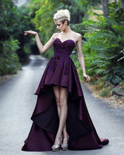 Load image into Gallery viewer, Purple Prom Dress Front Short Long In The Back