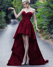 Load image into Gallery viewer, High Low Prom Burgundy Dresses
