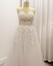Load image into Gallery viewer, Lace Embroidery Sweetheart See Through Corset Tulle Wedding Dress-alinanova