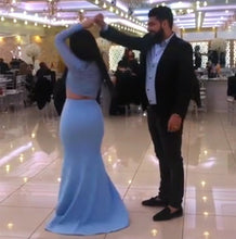 Load image into Gallery viewer, 2-Piece-Prom-Gowns-Lace-Long-Sleeves-Evening-Mermaid-Dress