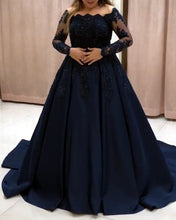 Load image into Gallery viewer, Navy Blue Prom Dresses Long Sleeves