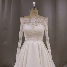Load image into Gallery viewer, Lace Long Sleeves Taffeta Princess Wedding Dresses Off The Shoulder