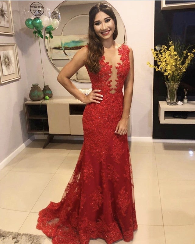Lace Mermaid Dresses Nude Back Court Train Lace Mermaid Dresses Nude Back Court Train