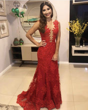 Load image into Gallery viewer, Red Mermaid Prom Dresses