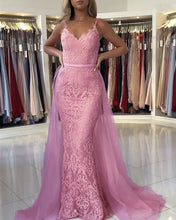 Load image into Gallery viewer, Lace Mermaid Dresses V Neck Removable Skirt-alinanova