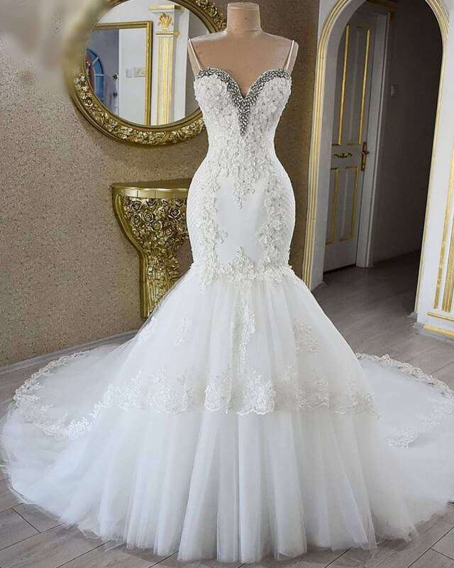 Mermaid Sweetheart Lace Wedding Gown – alinanova
