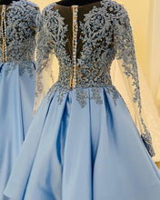 Load image into Gallery viewer, Blue Sleeved Homecoming Dresses

