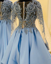 Load image into Gallery viewer, Blue Sleeved Homecoming Dresses