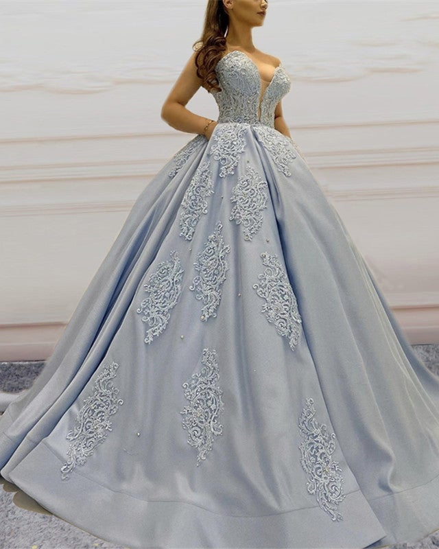 Lace Sweetheart Ball Gown Quinceanera Dresses With Pockets  alinanova
