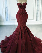Load image into Gallery viewer, Burgundy Mermaid Evening Dress