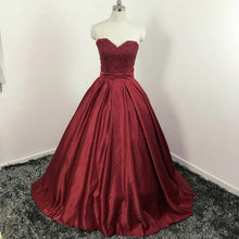 Load image into Gallery viewer, Lace Sweetheart Satin Ball Gown Prom Dresses
