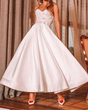 Load image into Gallery viewer, Lace Sweetheart Wedding Dress Satin Ball Gown Ankle Length
