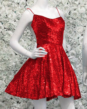 Load image into Gallery viewer, Red Sequin Homecoming Dresses 2019