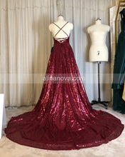 Load image into Gallery viewer, Lace Up Back Sequin Prom Dresses