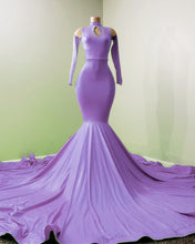 Load image into Gallery viewer, Lavender Mermaid Prom Dresses Black Girl