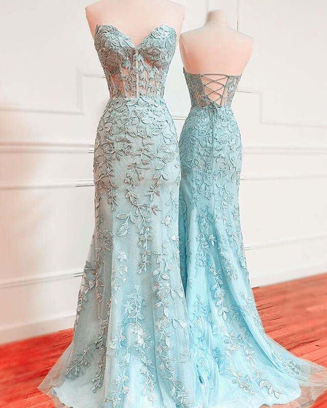 Mermaid Sweetheart Corset Lace Prom Dress alinanova Mermaid Sweetheart Corset Lace Prom Dress alinanova