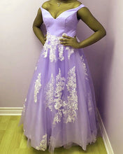 Load image into Gallery viewer, Lilac Prom Dress Off The Shoulder