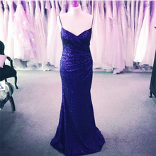 Load image into Gallery viewer, Long Burgundy Sequins V Neck Mermaid Bridesmaid Dresses