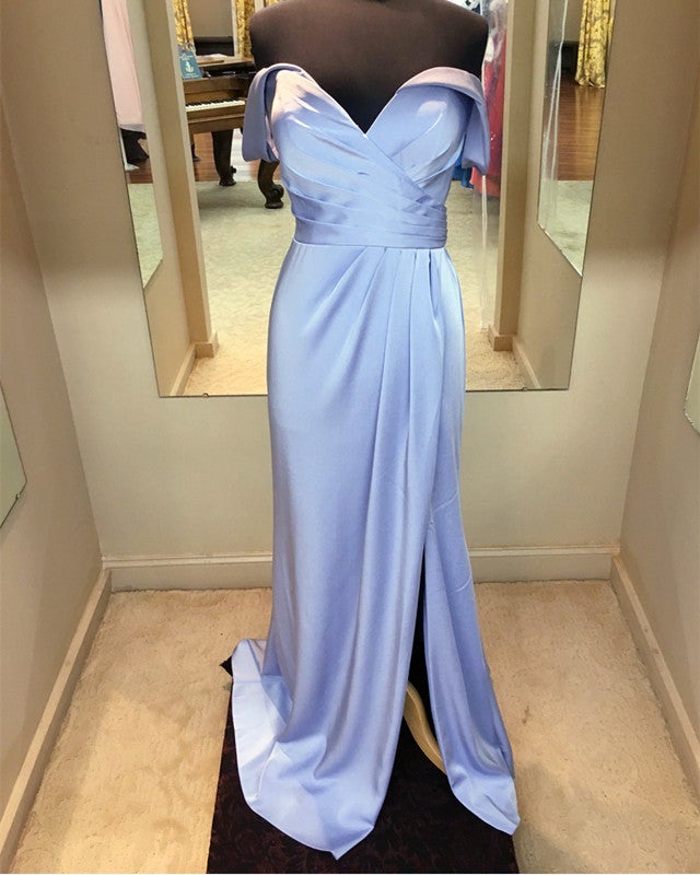 Long Chiffon V-neck Off Shoulder Formal Dresses Leg Slit Bridesmaid Dr alinanova Long Chiffon V-neck Off Shoulder Formal Dresses Leg Slit Bridesmaid Dr alinanova