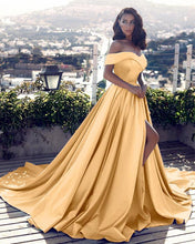 Load image into Gallery viewer, Gold Prom Long Dresses 201