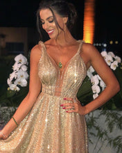 Load image into Gallery viewer, Gold Sequin Evening Dresses