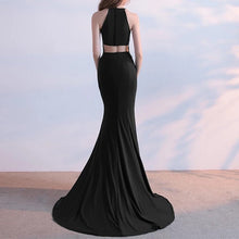 Load image into Gallery viewer, Long Jersey Halter Mermaid Evening Gowns Backless Prom Dresses