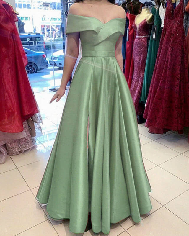 slim fit dress slacks Ella Sage Off Shoulder Formal Maxi Dress - 18