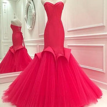 Load image into Gallery viewer, Long Satin Corset Sweetheart Mermaid Dress With Tulle Skirt-alinanova