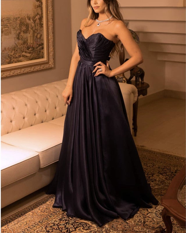 floor length satin dress BABARONI V-neck Ruched Spaghetti Straps Dress with Slit Dusty Sage, Dusty Sage / US0 main image 0