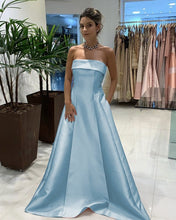 Load image into Gallery viewer, Light Blue Prom Dresses Strapless