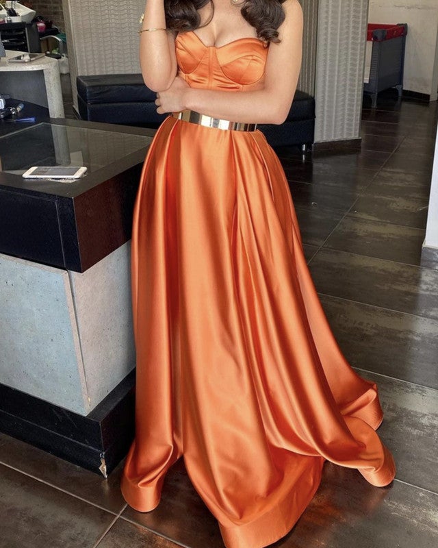 Long Satin Sweetheart Corset Dresses Long Satin Sweetheart Corset Dresses