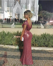 Load image into Gallery viewer, Pink Sequin Bridesmaid Dresses