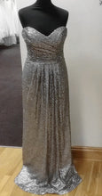 Load image into Gallery viewer, Long Silver Sequins Bridesmaid Dresses